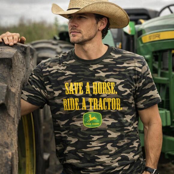John Deere Other - John Deere “Save a Horse Ride a Tractor” Camo T-Shirt Large